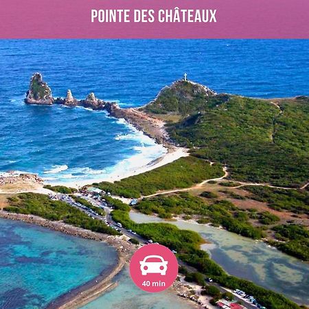 Le Sable Bleu - Evasion Tropicale A Sainte-Anne - Plage 5Min - Piscine - Parking - Logement Climatise - Vue Sur Les Palmiers - Parfait Pour Sejours En Famille Ou Entre Amis 외부 사진