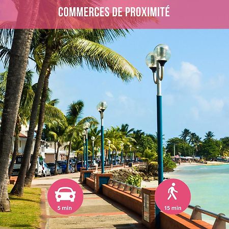Le Sable Bleu - Evasion Tropicale A Sainte-Anne - Plage 5Min - Piscine - Parking - Logement Climatise - Vue Sur Les Palmiers - Parfait Pour Sejours En Famille Ou Entre Amis 외부 사진