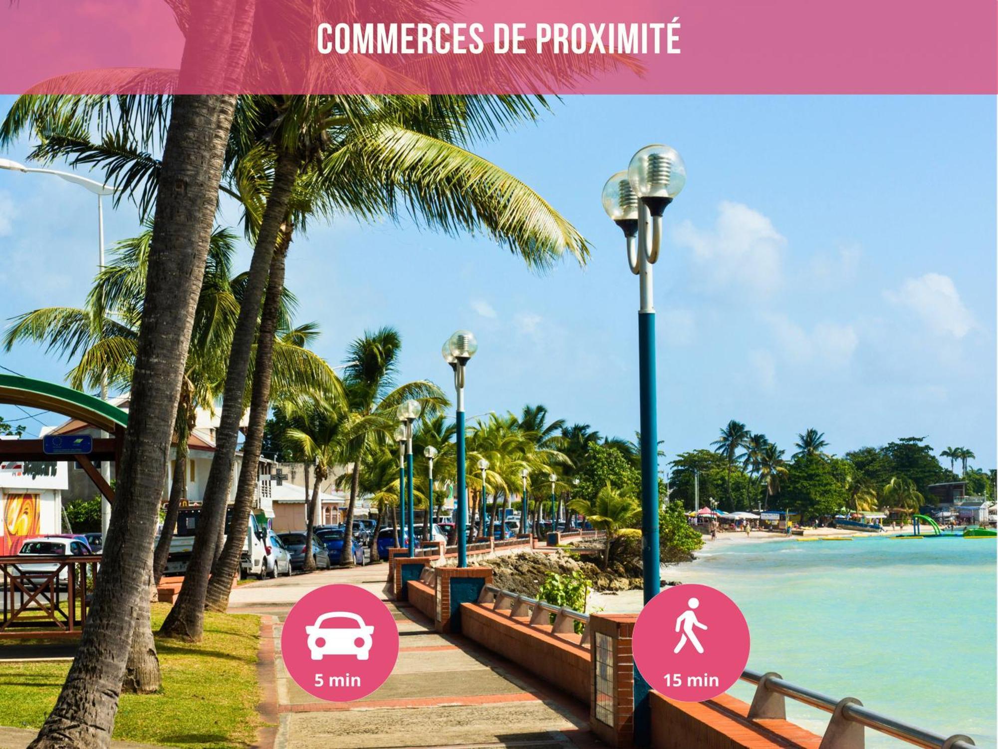 Le Sable Bleu - Evasion Tropicale A Sainte-Anne - Plage 5Min - Piscine - Parking - Logement Climatise - Vue Sur Les Palmiers - Parfait Pour Sejours En Famille Ou Entre Amis 외부 사진