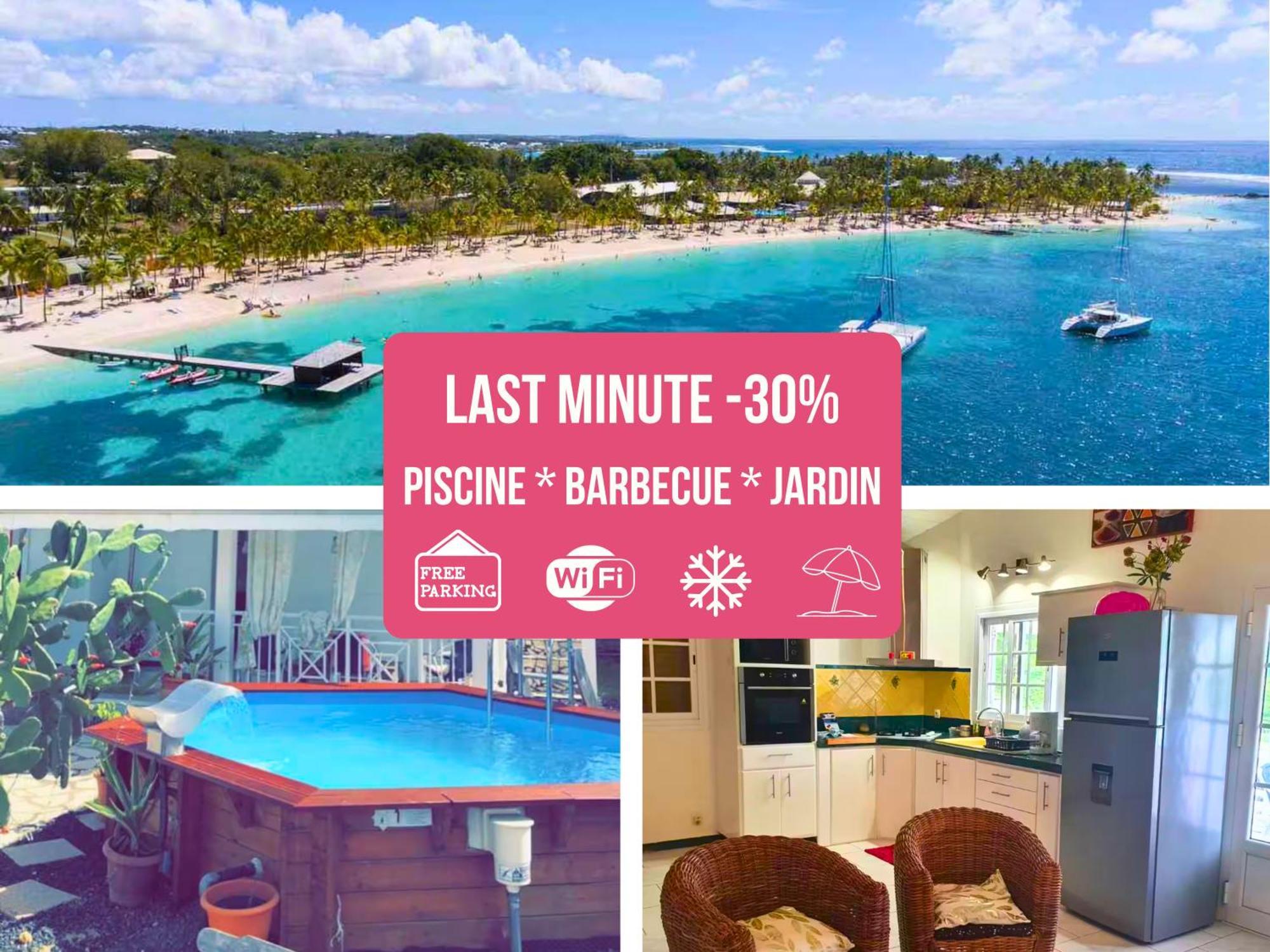 Le Sable Bleu - Evasion Tropicale A Sainte-Anne - Plage 5Min - Piscine - Parking - Logement Climatise - Vue Sur Les Palmiers - Parfait Pour Sejours En Famille Ou Entre Amis 외부 사진